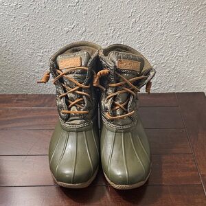 Sperry Olive & Tan Duck Boots